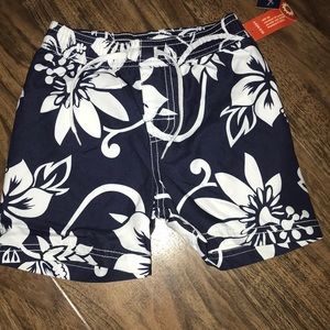 Floral navy swim board shorts